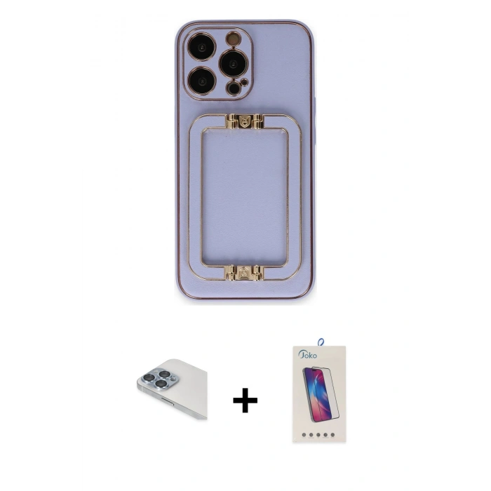 MARSİLYAN™- iPhone 13 Pro Max Kılıf Kozmos Minimal Prime - Siyah Joko 5D Cam + Pers Alüminyum Kamera Lens - SABE