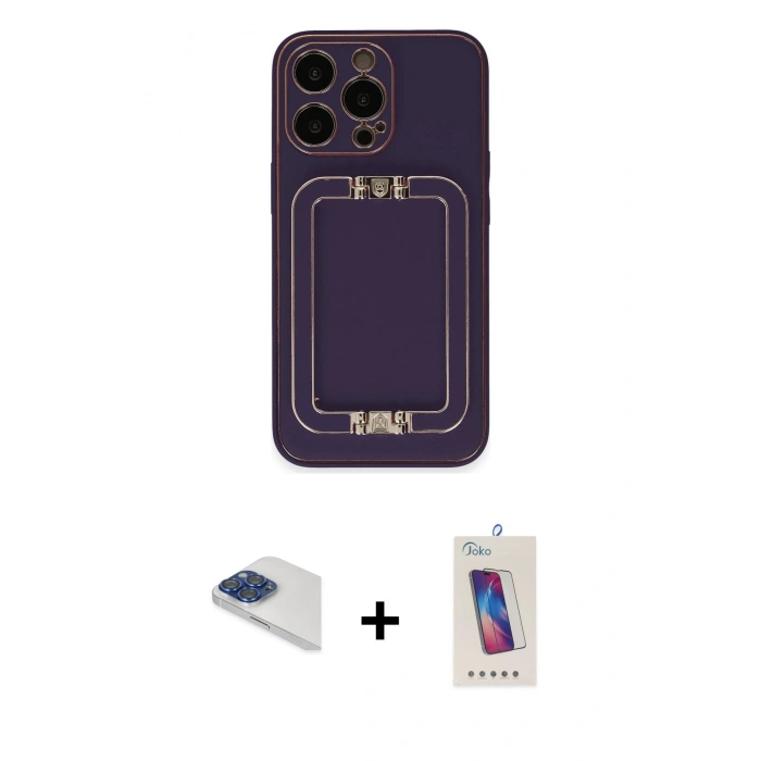 MARSİLYAN™- iPhone 13 Pro Max Kılıf Kozmos Minimal Prime - Siyah Joko 5D Cam + Pers Alüminyum Kamera Lens - LT