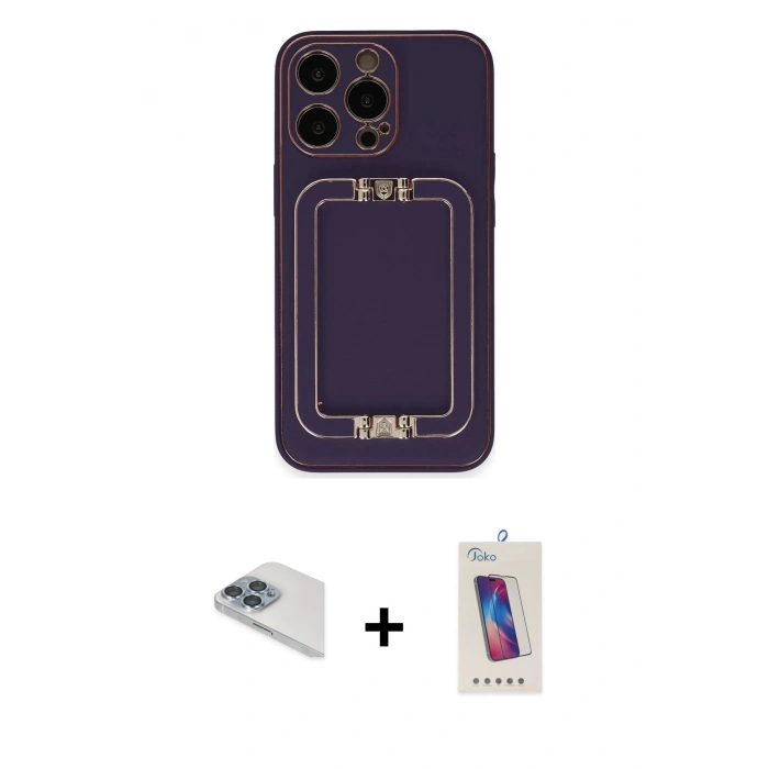 MARSİLYAN™- iPhone 13 Pro Max Kılıf Kozmos Minimal Prime - Siyah Joko 5D Cam + Pers Alüminyum Kamera Lens - SABE