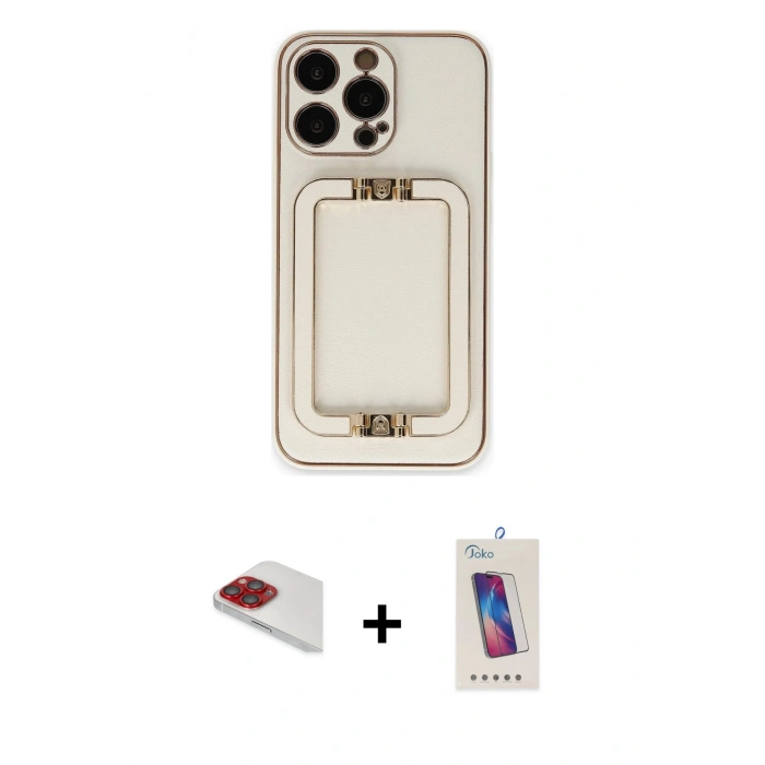 MARSİLYAN™- iPhone 13 Pro Max Kılıf Kozmos Minimal Prime - Siyah Joko 5D Cam + Pers Alüminyum Kamera Lens - KI