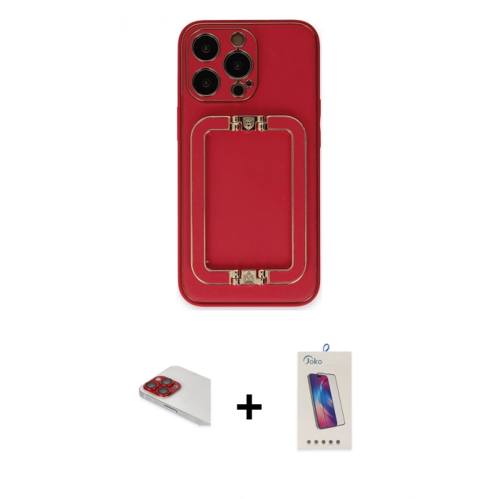MARSİLYAN™- iPhone 13 Pro Max Kılıf Kozmos Minimal Prime - Siyah Joko 5D Cam + Pers Alüminyum Kamera Lens - KI