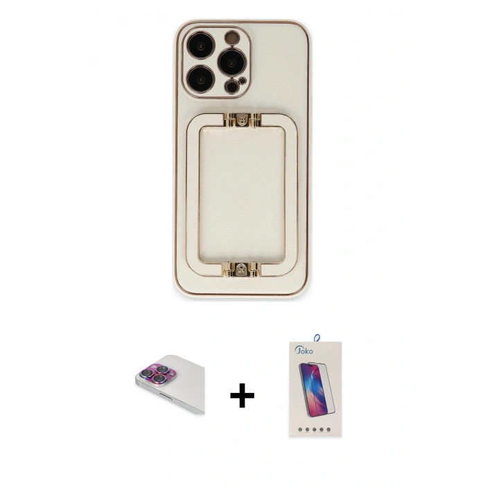 MARSİLYAN™- iPhone 13 Pro Max Kılıf Kozmos Minimal Prime - Siyah Joko 5D Cam + Pers Alüminyum Kamera Lens - GI