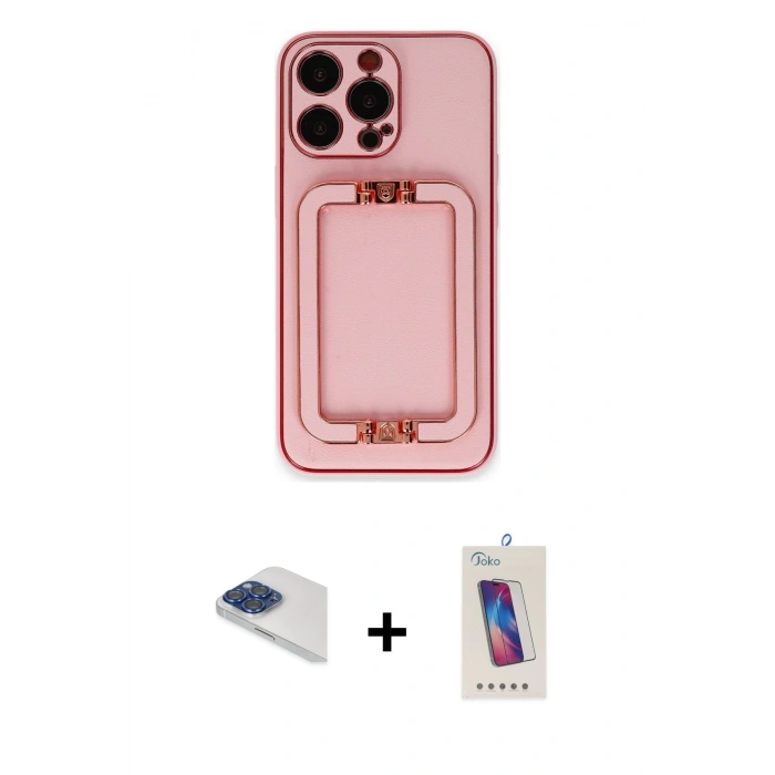 MARSİLYAN™- iPhone 13 Pro Max Kılıf Kozmos Minimal Prime - Siyah Joko 5D Cam + Pers Alüminyum Kamera Lens - LT