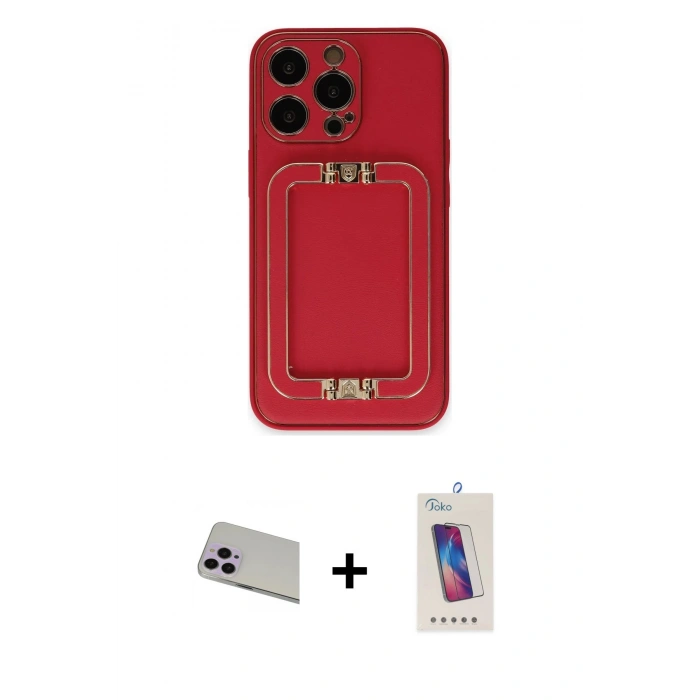 MARSİLYAN™- iPhone 13 Pro Max Kılıf Kozmos Minimal Prime - Siyah Joko 5D Cam + Rainbow Kamera Lens Koruma Cam - MR