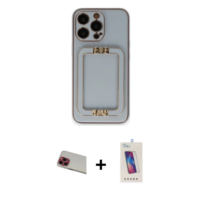 MARSİLYAN™- iPhone 13 Pro Max Kılıf Kozmos Minimal Prime - Siyah Joko 5D Cam + Rainbow Kamera Lens Koruma Cam - KI
