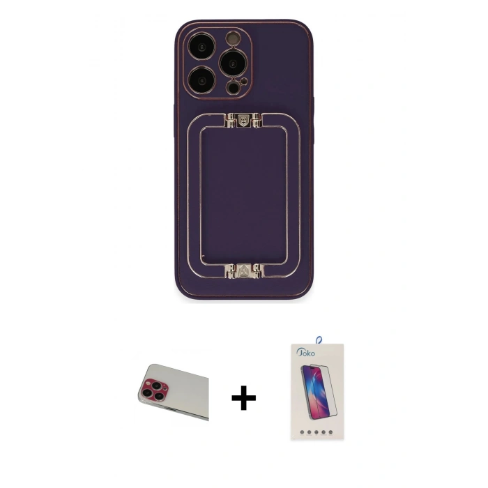 MARSİLYAN™- iPhone 13 Pro Max Kılıf Kozmos Minimal Prime - Siyah Joko 5D Cam + Rainbow Kamera Lens Koruma Cam - KI