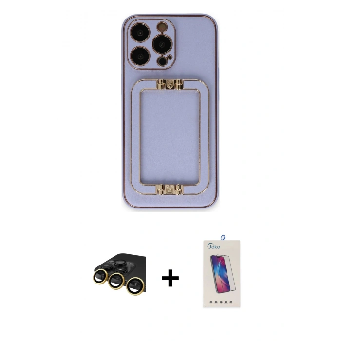 MARSİLYAN™- iPhone 13 Pro Max Kılıf Kozmos Minimal Prime - Siyah Joko 5D Cam + Raze Metal Kamera Lens - GD