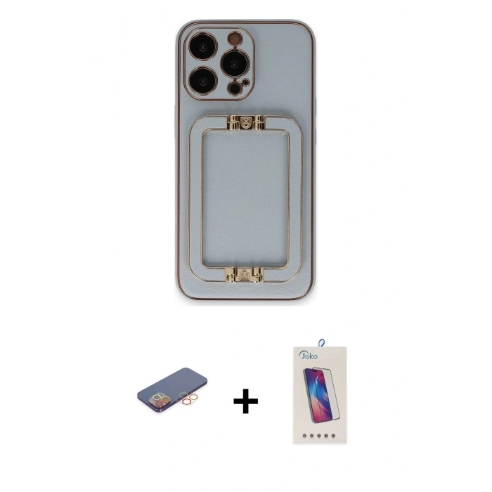 MARSİLYAN™- iPhone 13 Pro Max Kılıf Kozmos Minimal Prime - Siyah Joko 5D Cam + Renkli Kamera Lens Koruma Cam - TU