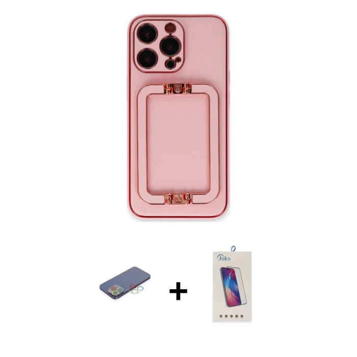 MARSİLYAN™- iPhone 13 Pro Max Kılıf Kozmos Minimal Prime - Siyah Joko 5D Cam + Renkli Kamera Lens Koruma Cam - MI