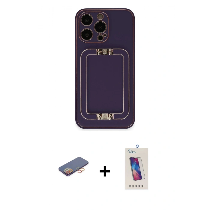 MARSİLYAN™- iPhone 13 Pro Max Kılıf Kozmos Minimal Prime - Siyah Joko 5D Cam + Renkli Kamera Lens Koruma Cam - TU