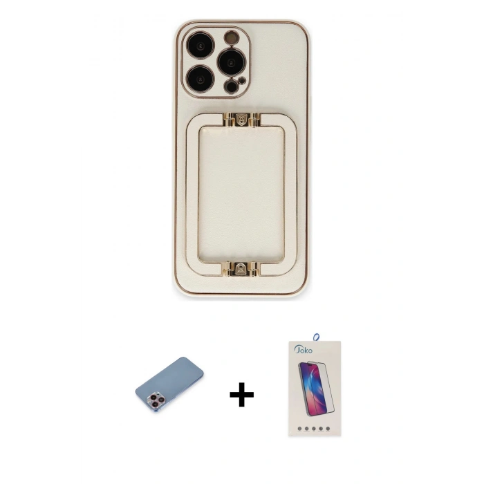 MARSİLYAN™- iPhone 13 Pro Max Kılıf Kozmos Minimal Prime - Siyah Joko 5D Cam + Shine Kamera Lens Koruma Cam - PE