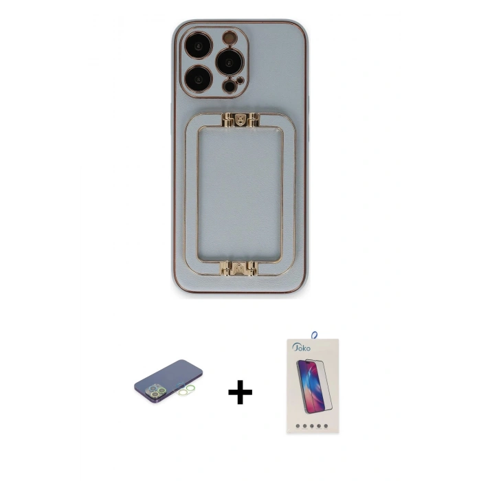 MARSİLYAN™- iPhone 13 Pro Max Kılıf Kozmos Minimal Prime - Siyah Joko 5D Cam + Renkli Kamera Lens Koruma Cam - YL