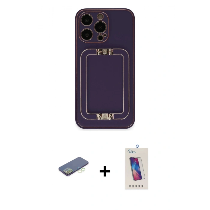 MARSİLYAN™- iPhone 13 Pro Max Kılıf Kozmos Minimal Prime - Siyah Joko 5D Cam + Renkli Kamera Lens Koruma Cam - YL