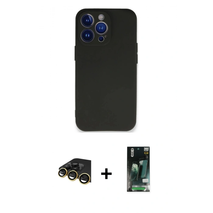 MARSİLYAN™- iPhone 13 Pro Max Kılıf Kozmos Yansıma Özel Seri - Şeffaf 360 Full Body Arka Koruyucu + Raze Metal Kamera Lens - GD
