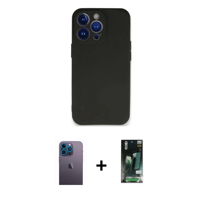 MARSİLYAN™- iPhone 13 Pro Max Kılıf Kozmos Yansıma Özel Seri - Şeffaf 360 Full Body Arka Koruyucu + Neon Fosforlu Kamera Lens - MI