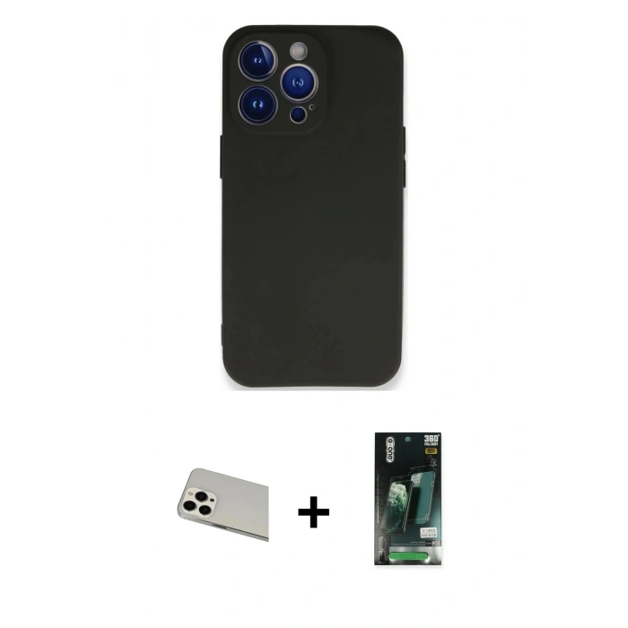 MARSİLYAN™- iPhone 13 Pro Max Kılıf Kozmos Yansıma Özel Seri - Şeffaf 360 Full Body Arka Koruyucu + Rainbow Kamera Lens Koruma Cam - BZ