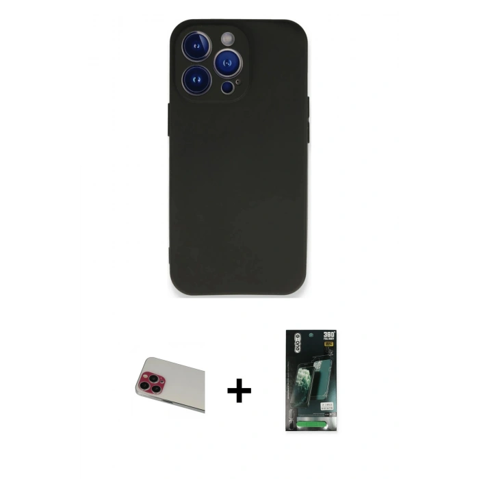 MARSİLYAN™- iPhone 13 Pro Max Kılıf Kozmos Yansıma Özel Seri - Şeffaf 360 Full Body Arka Koruyucu + Rainbow Kamera Lens Koruma Cam - KI