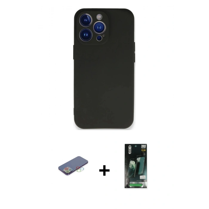 MARSİLYAN™- iPhone 13 Pro Max Kılıf Kozmos Yansıma Özel Seri - Şeffaf 360 Full Body Arka Koruyucu + Renkli Kamera Lens Koruma Cam - MI