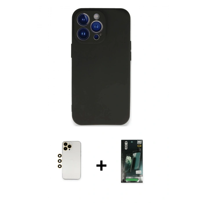 MARSİLYAN™- iPhone 13 Pro Max Kılıf Kozmos Yansıma Özel Seri - Şeffaf 360 Full Body Arka Koruyucu + Shine Kamera Lens - GD