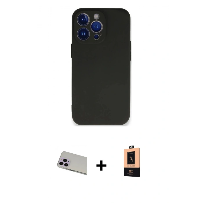 MARSİLYAN™- iPhone 13 Pro Max Kılıf Kozmos Yansıma Özel Seri - Şeffaf Maxco Cam Ekran Koruyucu + Mor Rainbow Kamera Lens Koruma Cam