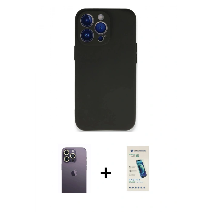 MARSİLYAN™- iPhone 13 Pro Max Kılıf Kozmos Yansıma Özel Seri - Şeffaf Pasifik Cam Ekran Koruyucu + Beyaz Neon Fosforlu Kamera Lens