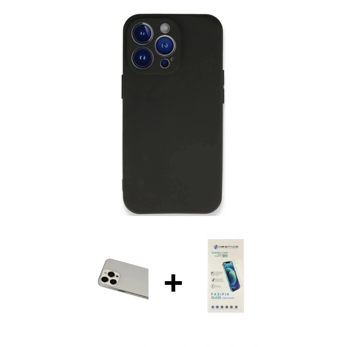MARSİLYAN™- iPhone 13 Pro Max Kılıf Kozmos Yansıma Özel Seri - Şeffaf Pasifik Cam Ekran Koruyucu + Rainbow Kamera Lens Koruma Cam - BZ
