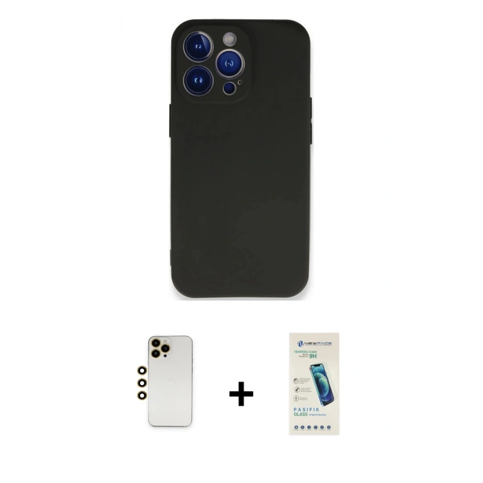 MARSİLYAN™- iPhone 13 Pro Max Kılıf Kozmos Yansıma Özel Seri - Şeffaf Pasifik Cam Ekran Koruyucu + Shine Kamera Lens - GD