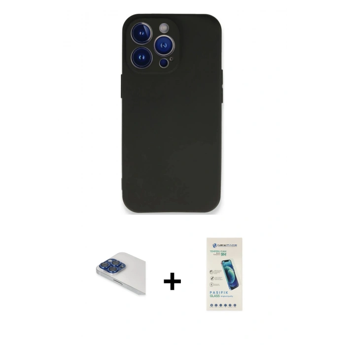 MARSİLYAN™- iPhone 13 Pro Max Kılıf Kozmos Yansıma Özel Seri - Şeffaf Pasifik Cam Ekran Koruyucu + Pers Alüminyum Kamera Lens - LT