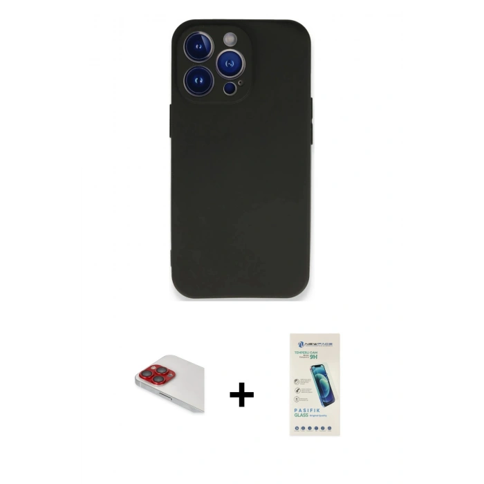 MARSİLYAN™- iPhone 13 Pro Max Kılıf Kozmos Yansıma Özel Seri - Şeffaf Pasifik Cam Ekran Koruyucu + Pers Alüminyum Kamera Lens - KI