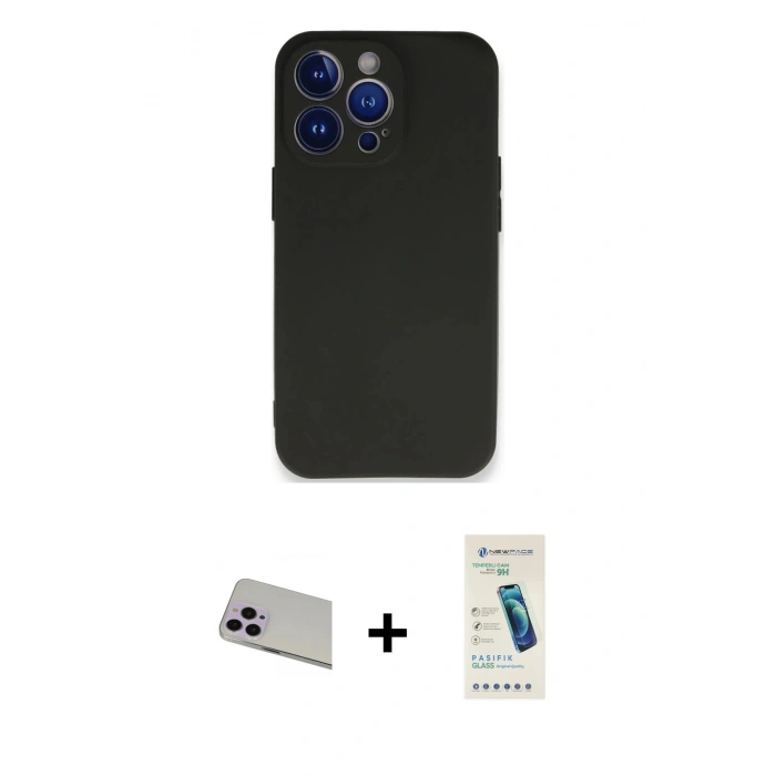 MARSİLYAN™- iPhone 13 Pro Max Kılıf Kozmos Yansıma Özel Seri - Şeffaf Pasifik Cam Ekran Koruyucu + Rainbow Kamera Lens Koruma Cam - MR