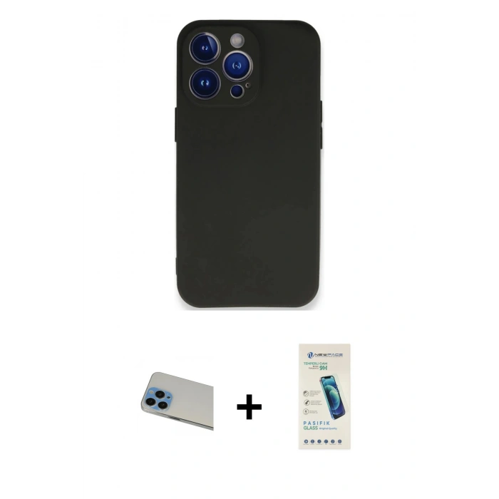 MARSİLYAN™- iPhone 13 Pro Max Kılıf Kozmos Yansıma Özel Seri - Şeffaf Pasifik Cam Ekran Koruyucu + Rainbow Kamera Lens Koruma Cam - MI