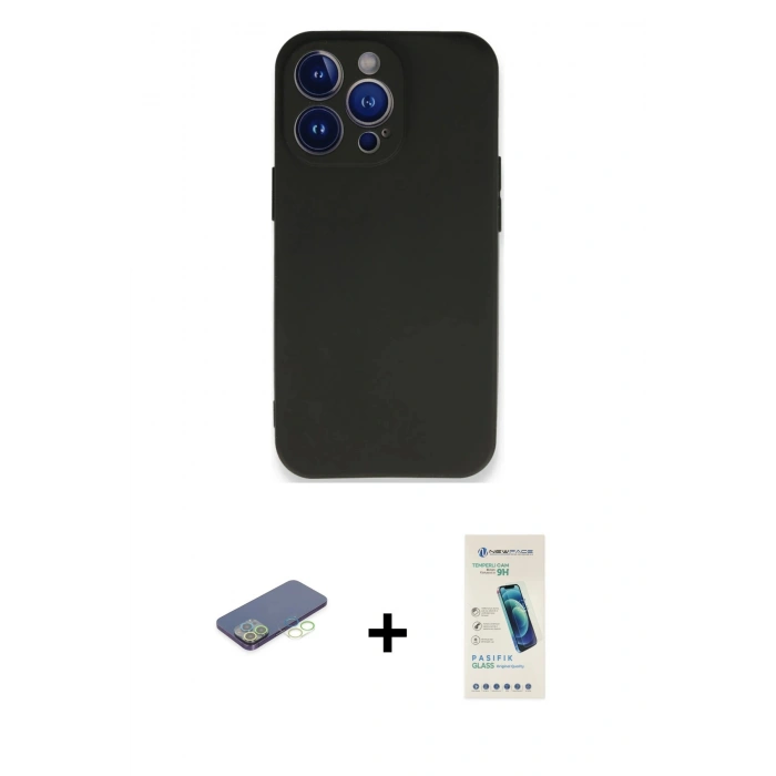 MARSİLYAN™- iPhone 13 Pro Max Kılıf Kozmos Yansıma Özel Seri - Şeffaf Pasifik Cam Ekran Koruyucu + Renkli Kamera Lens Koruma Cam - YL
