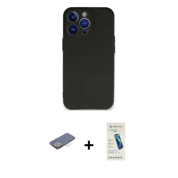 MARSİLYAN™- iPhone 13 Pro Max Kılıf Kozmos Yansıma Özel Seri - Şeffaf Pasifik Cam Ekran Koruyucu + Renkli Kamera Lens Koruma Cam - SI