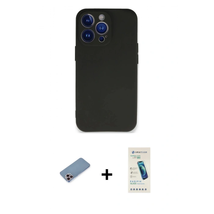MARSİLYAN™- iPhone 13 Pro Max Kılıf Kozmos Yansıma Özel Seri - Şeffaf Pasifik Cam Ekran Koruyucu + Shine Kamera Lens Koruma Cam - PE