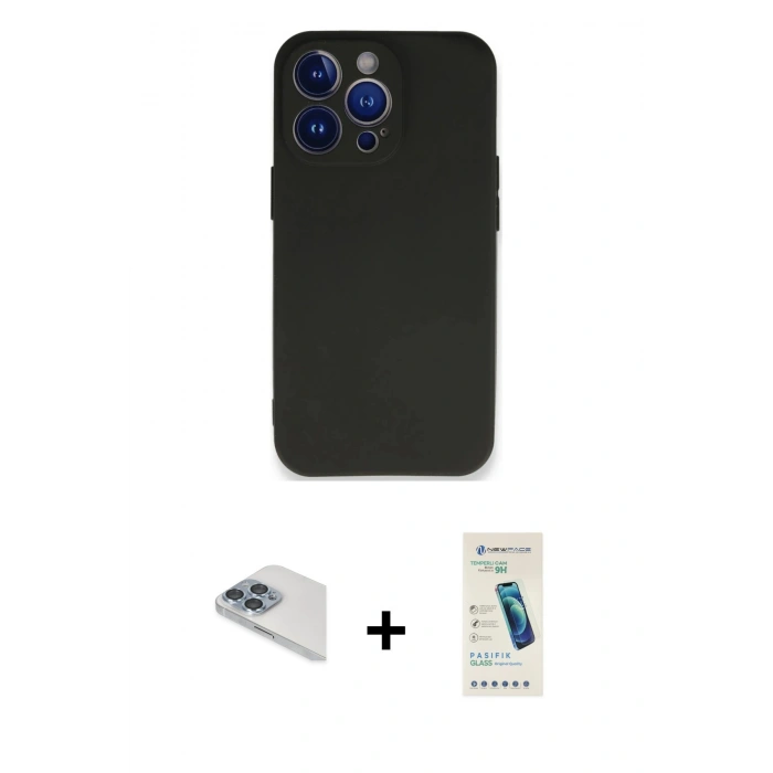 MARSİLYAN™- iPhone 13 Pro Max Kılıf Kozmos Yansıma Özel Seri - Şeffaf Pasifik Cam Ekran Koruyucu + Pers Alüminyum Kamera Lens - SABE