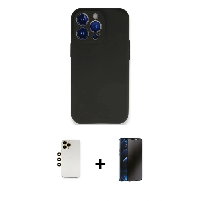 MARSİLYAN™- iPhone 13 Pro Max Kılıf Kozmos Yansıma Özel Seri - Siyah 3D Antistatik Hayalet Cam Ekran Koruyucu + Shine Kamera Lens - GD