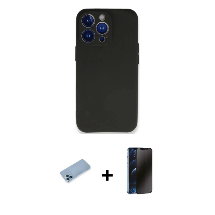 MARSİLYAN™- iPhone 13 Pro Max Kılıf Kozmos Yansıma Özel Seri - Siyah 3D Antistatik Hayalet Cam Ekran Koruyucu + Shine Kamera Lens Koruma Cam - MI