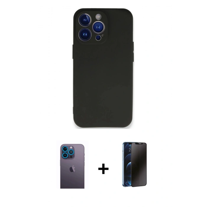 MARSİLYAN™- iPhone 13 Pro Max Kılıf Kozmos Yansıma Özel Seri - Siyah 3D Antistatik Hayalet Cam Ekran Koruyucu + Neon Fosforlu Kamera Lens - MI