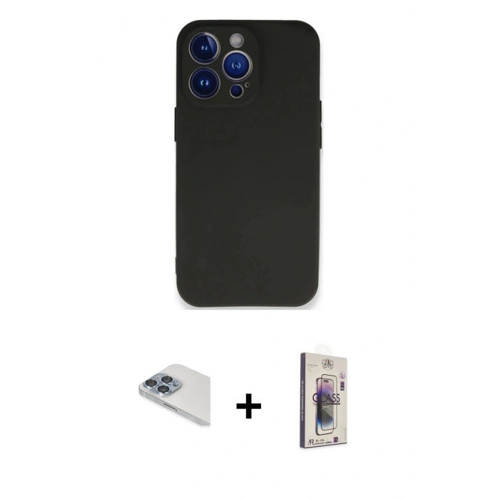 MARSİLYAN™- iPhone 13 Pro Max Kılıf Kozmos Yansıma Özel Seri - Siyah Bilvis 3D Cam Ekran Koruyucu + Pers Alüminyum Kamera Lens - SABE