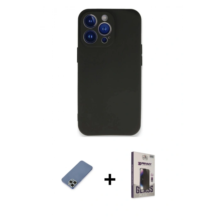 MARSİLYAN™- iPhone 13 Pro Max Kılıf Kozmos Yansıma Özel Seri - Siyah Bilvis Hayalet Cam Ekran Koruyucu + Açık Yeşil Metal Kamera Lens Koruma Cam