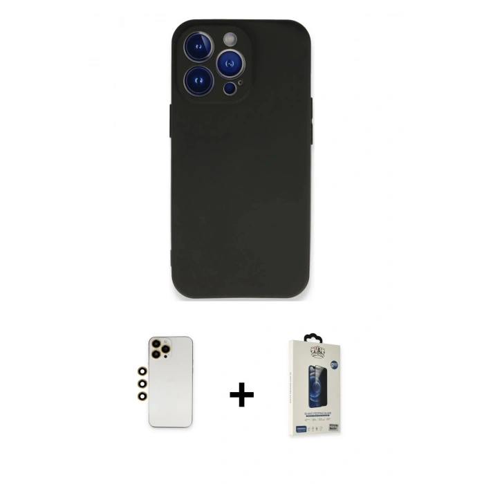 MARSİLYAN™- iPhone 13 Pro Max Kılıf Kozmos Yansıma Özel Seri - Siyah Bilvis Hayalet Cam Ekran Koruyucu + Shine Kamera Lens - GD