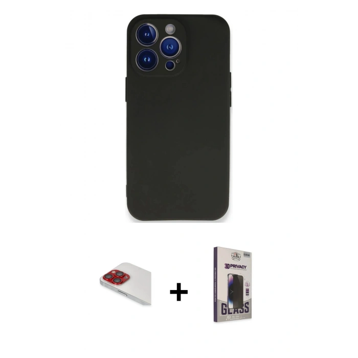 MARSİLYAN™- iPhone 13 Pro Max Kılıf Kozmos Yansıma Özel Seri - Siyah Bilvis Hayalet Cam Ekran Koruyucu + Pers Alüminyum Kamera Lens - KI