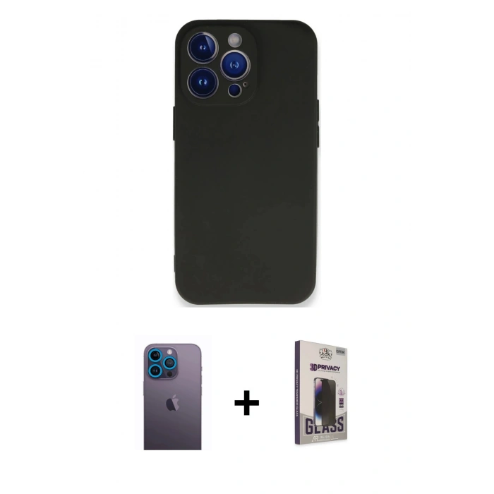 MARSİLYAN™- iPhone 13 Pro Max Kılıf Kozmos Yansıma Özel Seri - Siyah Bilvis Hayalet Cam Ekran Koruyucu + Neon Fosforlu Kamera Lens - MI