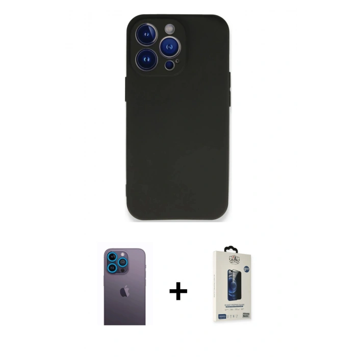 MARSİLYAN™- iPhone 13 Pro Max Kılıf Kozmos Yansıma Özel Seri - Siyah Bilvis Hayalet Cam Ekran Koruyucu + Neon Fosforlu Kamera Lens - MI