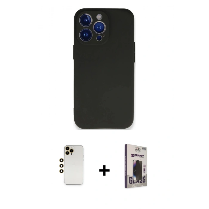 MARSİLYAN™- iPhone 13 Pro Max Kılıf Kozmos Yansıma Özel Seri - Siyah Bilvis Hayalet Cam Ekran Koruyucu + Shine Kamera Lens - GD