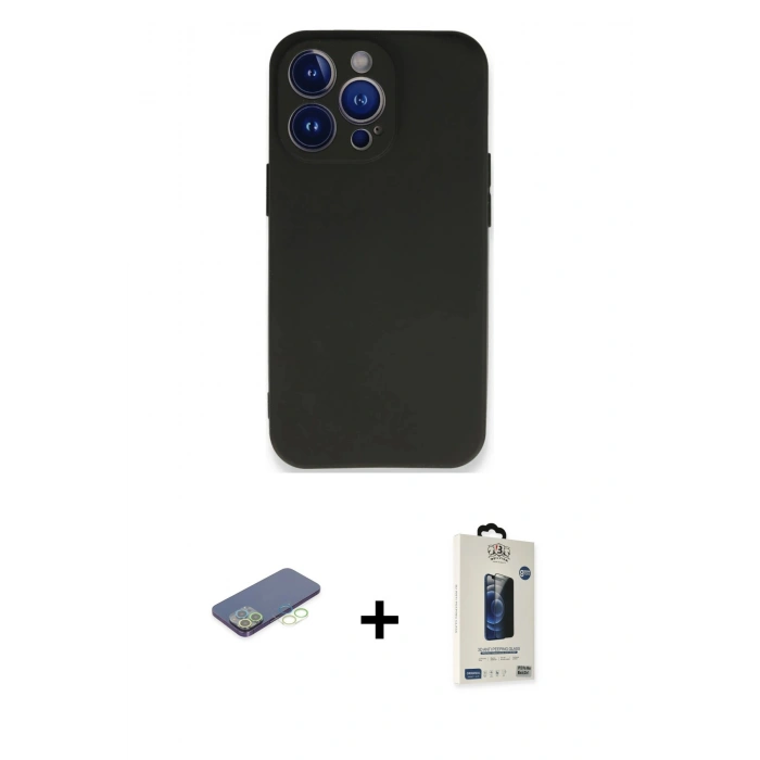 MARSİLYAN™- iPhone 13 Pro Max Kılıf Kozmos Yansıma Özel Seri - Siyah Bilvis Hayalet Cam Ekran Koruyucu + Yeşil Renkli Kamera Lens Koruma Cam