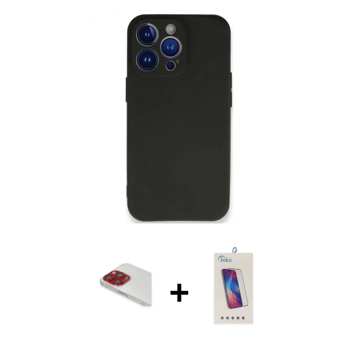MARSİLYAN™- iPhone 13 Pro Max Kılıf Kozmos Yansıma Özel Seri - Siyah Joko 5D Cam + Pers Alüminyum Kamera Lens - KI