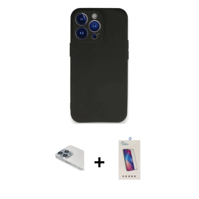 MARSİLYAN™- iPhone 13 Pro Max Kılıf Kozmos Yansıma Özel Seri - Siyah Joko 5D Cam + Pers Alüminyum Kamera Lens - SABE