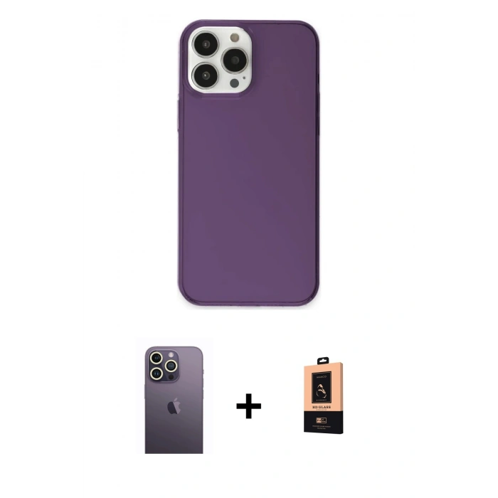 MARSİLYAN™- iPhone 13 Pro Max Kılıf Kutup Doku Koleksiyonu - Şeffaf Maxco Cam Ekran Koruyucu + Beyaz Neon Fosforlu Kamera Lens