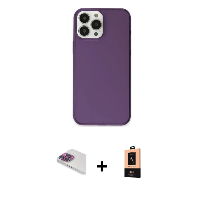 MARSİLYAN™- iPhone 13 Pro Max Kılıf Kutup Doku Koleksiyonu - Şeffaf Maxco Cam Ekran Koruyucu + Gökkuşağı Pers Alüminyum Kamera Lens